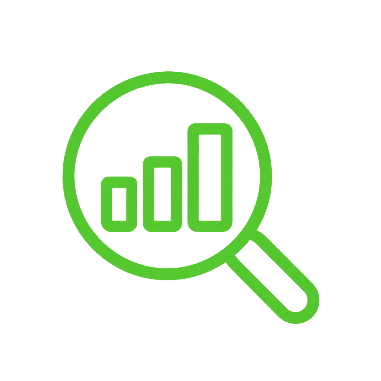 Magnifying glass over rising bars-4